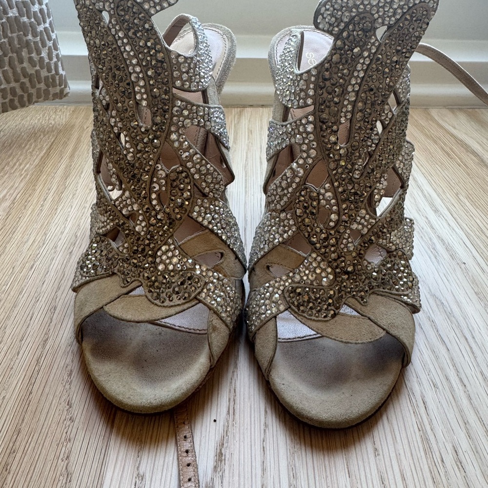 Sergio Rossi Gold Rhinestone Heels